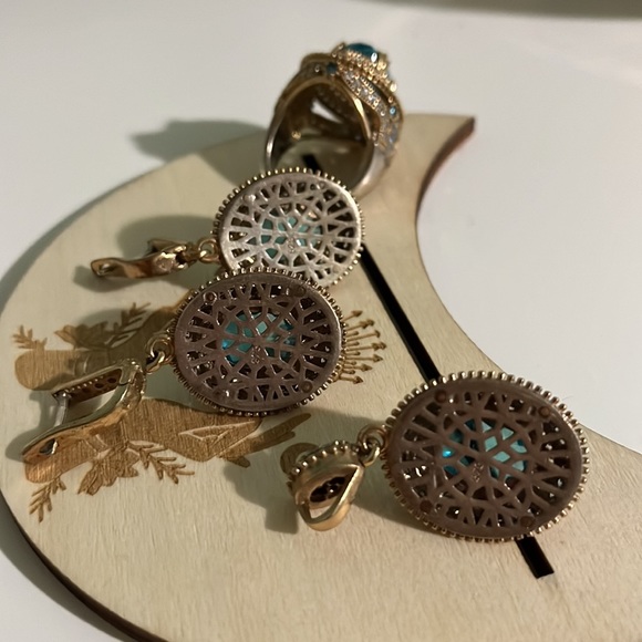 Pendant, ring and earrings Blue Set - Picture 4 of 4